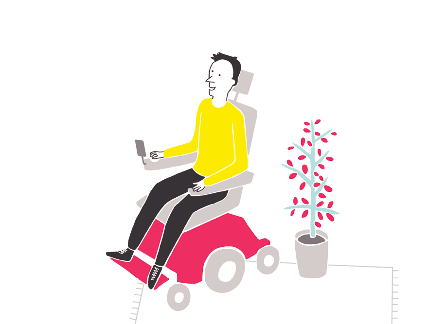 Illustration eines Mannes im Rollstuhl